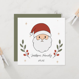 Personalized Cozy Santa Christmas flat card