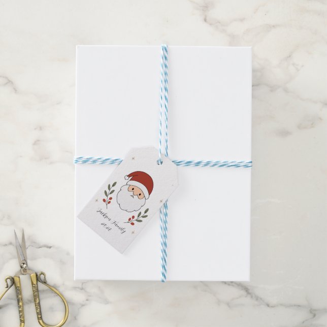 Personalized Cozy Santa Christmas Gift Tags (With Twine)