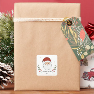 Personalized Cozy Santa Christmas Square Sticker