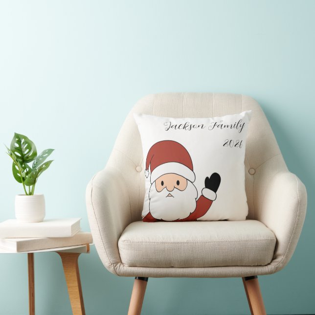 Personalized Cozy Santa Christmas Throw Pillow (Chair)