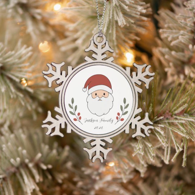 Personalized Cozy Santa Christmas Tree Ornament (Tree)