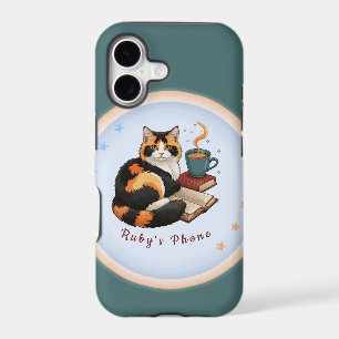 Personalized Cozy Teal Calico Cat iPhone Case