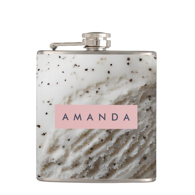 Personalized Cozy Vanilla Bean Ice Cream Aesthetic Hip Flask (Front)