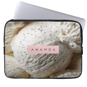 Personalized Cozy Vanilla Bean Ice Cream Aesthetic Laptop Sleeve