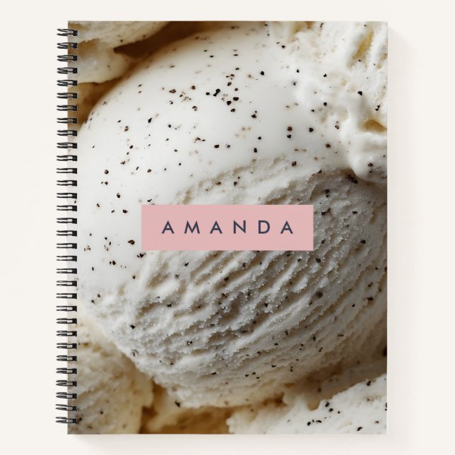Personalized Cozy Vanilla Bean Ice Cream Aesthetic Notebook (Front)