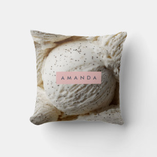 Personalized Cozy Vanilla Bean Ice Cream Aesthetic Throw Pillow