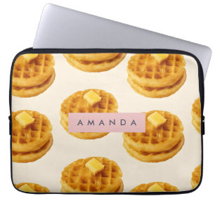 Personalized Cozy Waffle Breakfast Pattern Laptop Sleeve