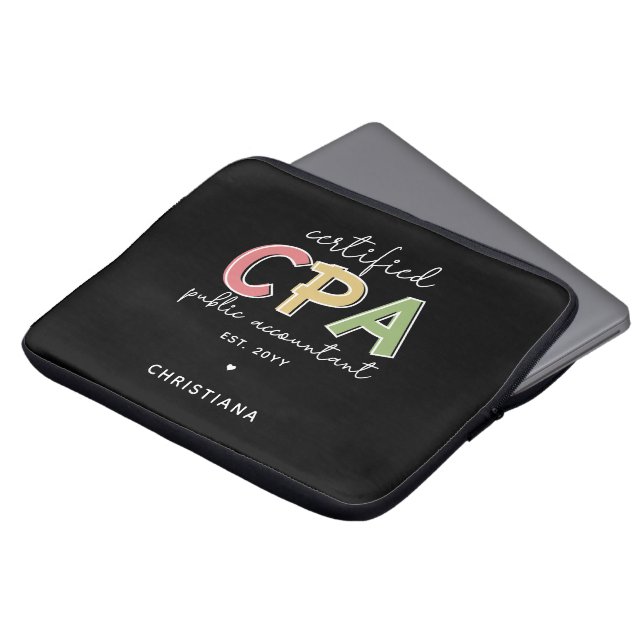 Personalized CPA Certified Public Accountant Gift Laptop Sleeve (Front Top)