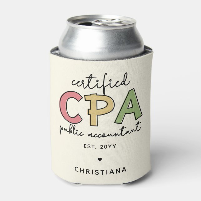 Personalized CPA Certified Public Accountant Gifts Can Cooler (Can Front)