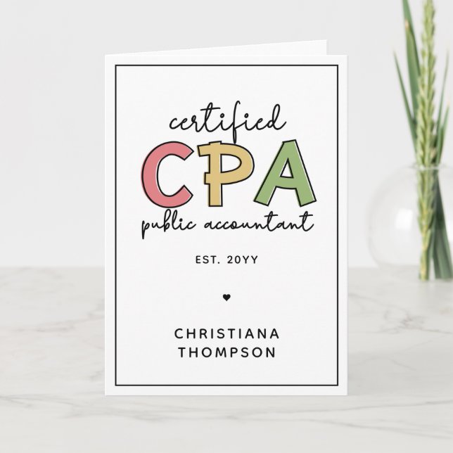 Personalized CPA Certified Public Accountant Gifts Card (Front)