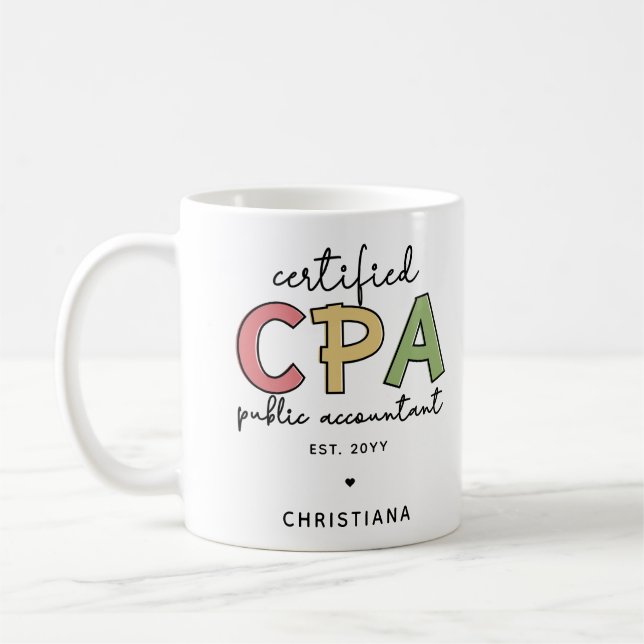 Personalized CPA Certified Public Accountant Gifts Coffee Mug (Left)