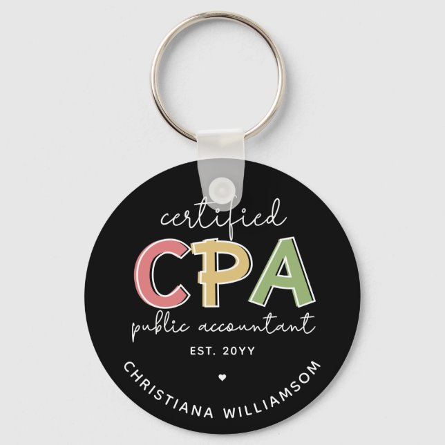 Personalized CPA Certified Public Accountant Gifts Keychain (Front)