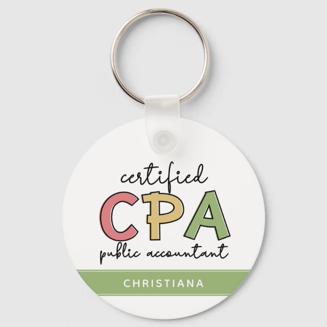 Personalized CPA Certified Public Accountant Gifts Keychain (Front)
