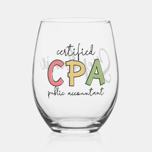 Personalized CPA Certified Public Accountant Gifts Stemless Wine Glass