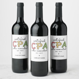 Personalized CPA Certified Public Accountant Gifts Wine Label