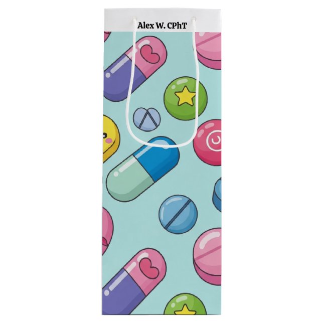 Personalized CPhT Pharmacy Funny Holiday Wine Gift Bag (Front)