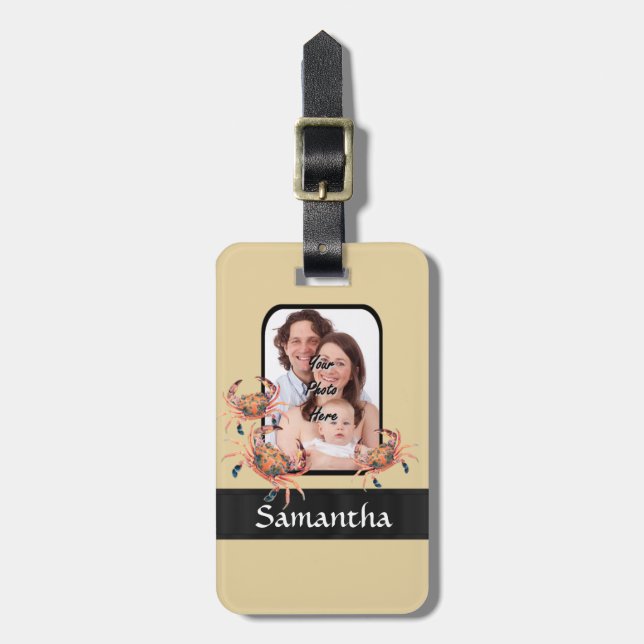 Personalized crab luggage tag (Front Vertical)