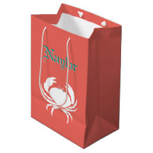 Personalized Crab Print Coral Gift Bag