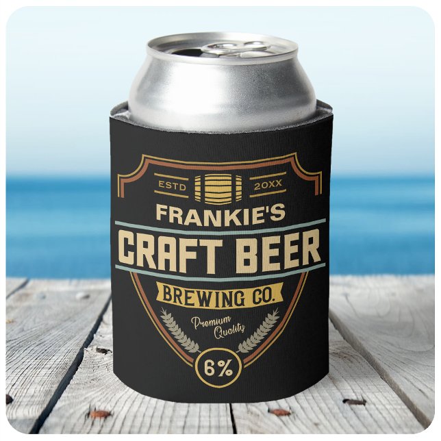 Personalized Craft Beer Label Brewing Company Bar  Can Cooler (Creator Uploaded)
