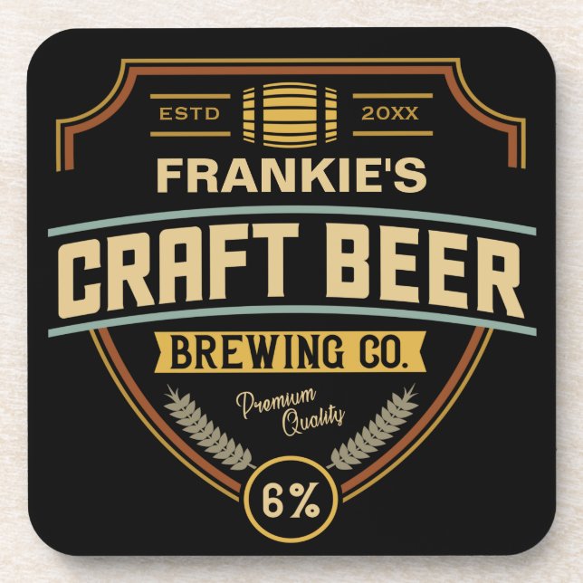 Personalized Craft Beer Label Brewing Company Bar  Coaster (Front)