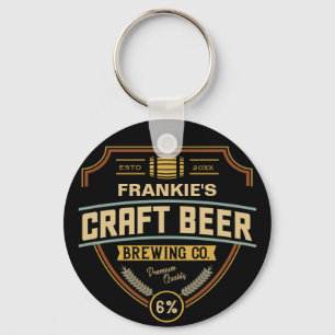 Personalized Craft Beer Label Brewing Company Bar  Keychain