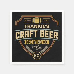 Personalized Craft Beer Label Brewing Company Bar  Napkin