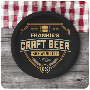 Personalized Craft Beer Label Brewing Company Bar Paper Plate