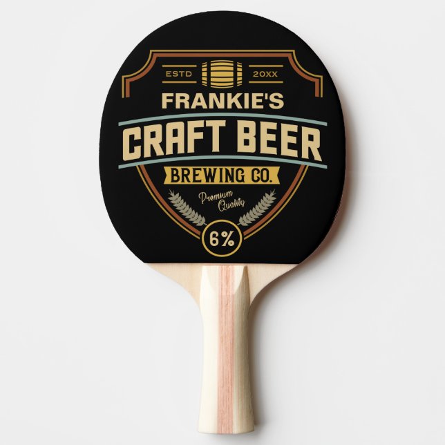 Personalized Craft Beer Label Brewing Company Bar  Ping Pong Paddle (Front)