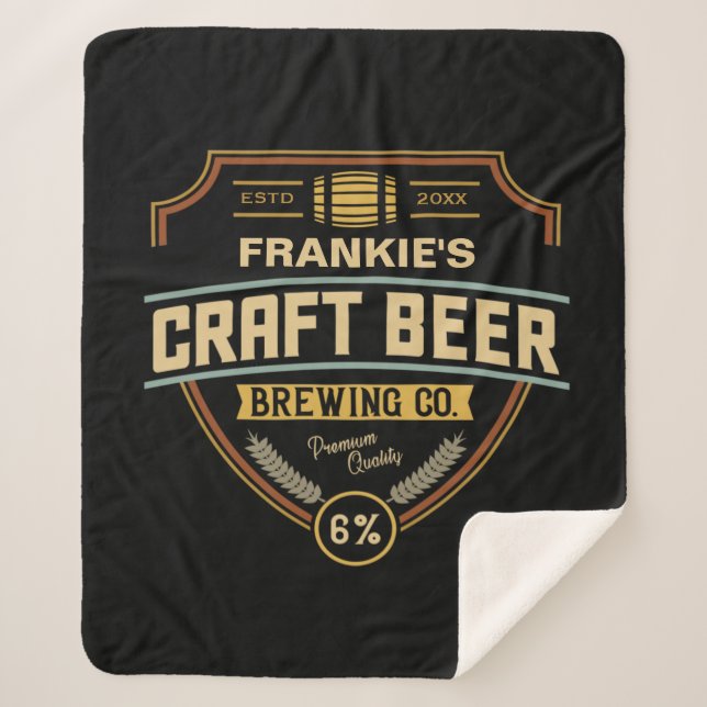 Personalized Craft Beer Label Brewing Company Bar  Sherpa Blanket (Front)