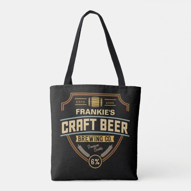 Personalized Craft Beer Label Brewing Company Bar  Tote Bag (Back)
