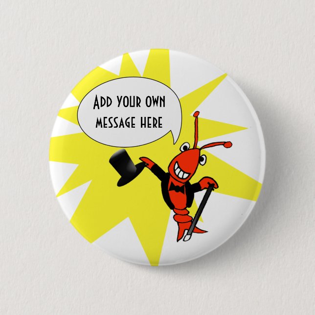 Personalized Crawfish/Lobster Tuxedo Button (Front)