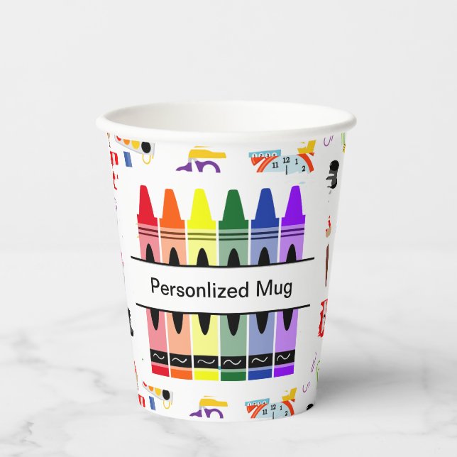 Personalized Crayon Back To School Paper Cups (Front)