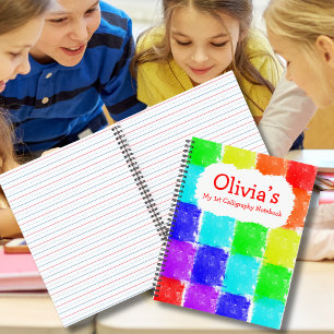 Personalized Crayon Blocks 1st Calligraphy Kids Notebook