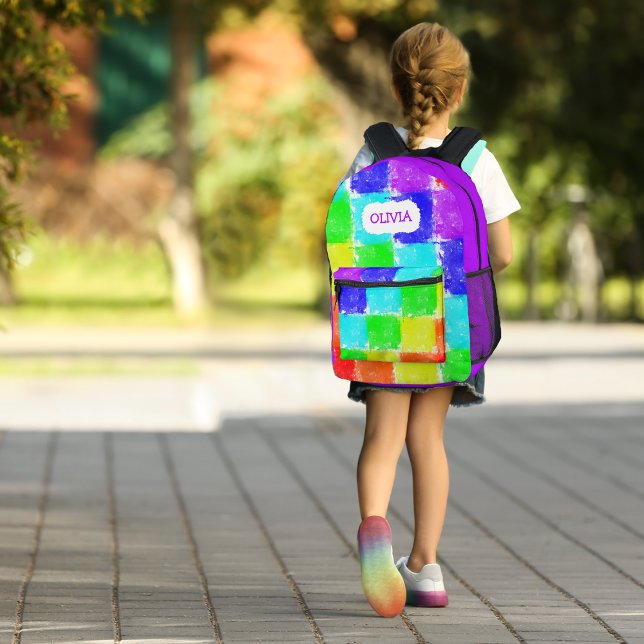 Personalized Crayon Blocks Kids Printed Backpack (Creator Uploaded)