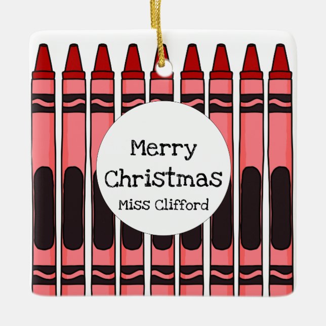 Personalized Crayon Ceramic Ornament (Front)