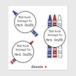 Personalized Crayon Library Book Stickers