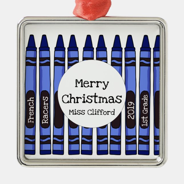 Personalized Crayon School Year Ornament (Front)