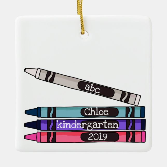 Personalized Crayon School Year Ornament (Front)