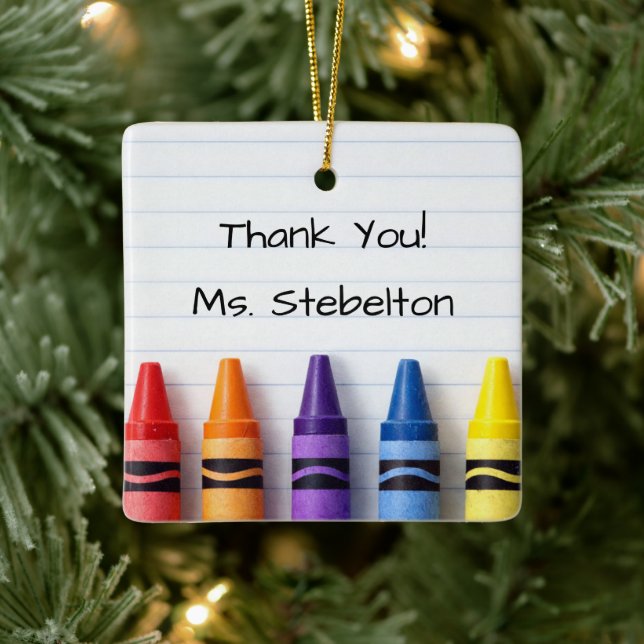 Personalized Crayon Teacher Christmas Ornament (Tree)