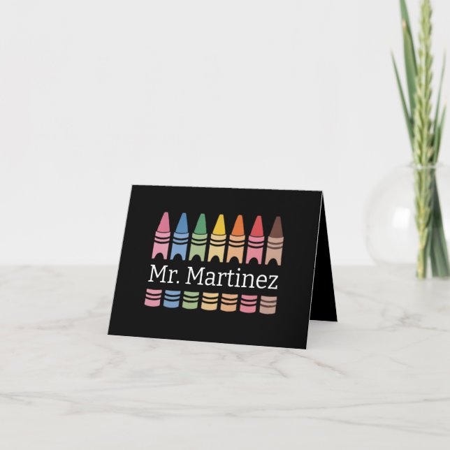 Personalized Crayon Teacher Name Cute Back School Announcement (Front)
