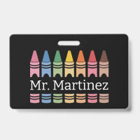 Personalized Crayon Teacher Name Cute Back School