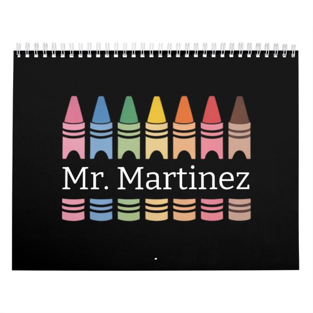 Personalized Crayon Teacher Name Cute Back School Calendar (Cover)
