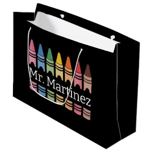 Personalized Crayon Teacher Name Cute Back School Large Gift Bag