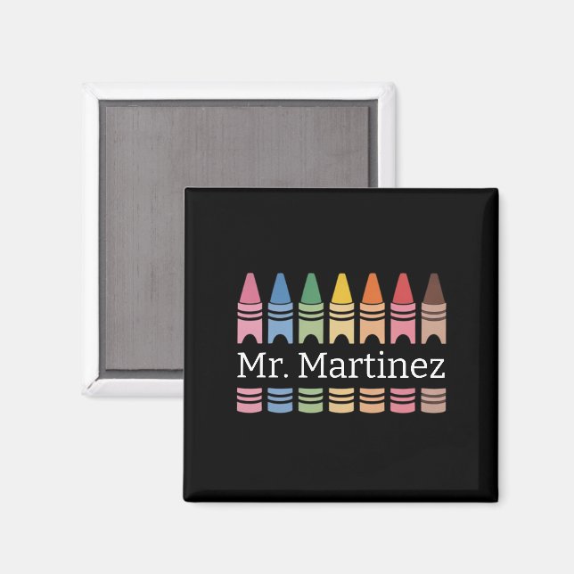 Personalized Crayon Teacher Name Cute Back School Magnet (Front/Back)