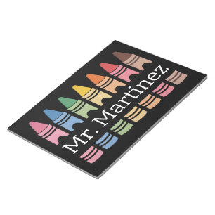 Personalized Crayon Teacher Name Cute Back School Notepad