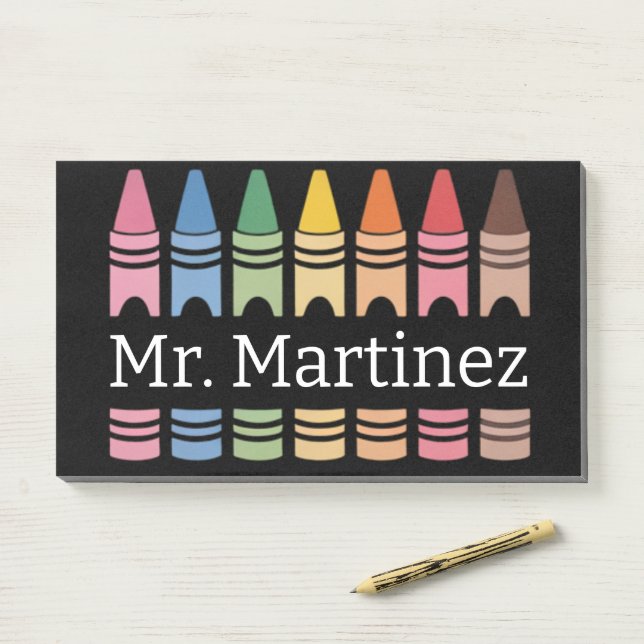 Personalized Crayon Teacher Name Cute Back School Post-it Notes (On Desk)