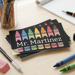 Personalized Crayon Teacher Name Cute Back School Sticker