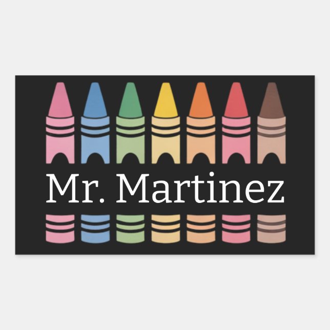 Personalized Crayon Teacher Name Cute Back School Sticker (Front)