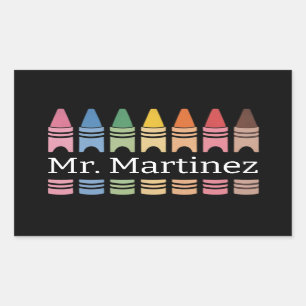 Personalized Crayon Teacher Name Cute Back School Sticker