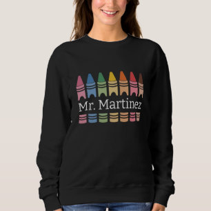 Personalized Crayon Teacher Name Cute Back School Sweatshirt